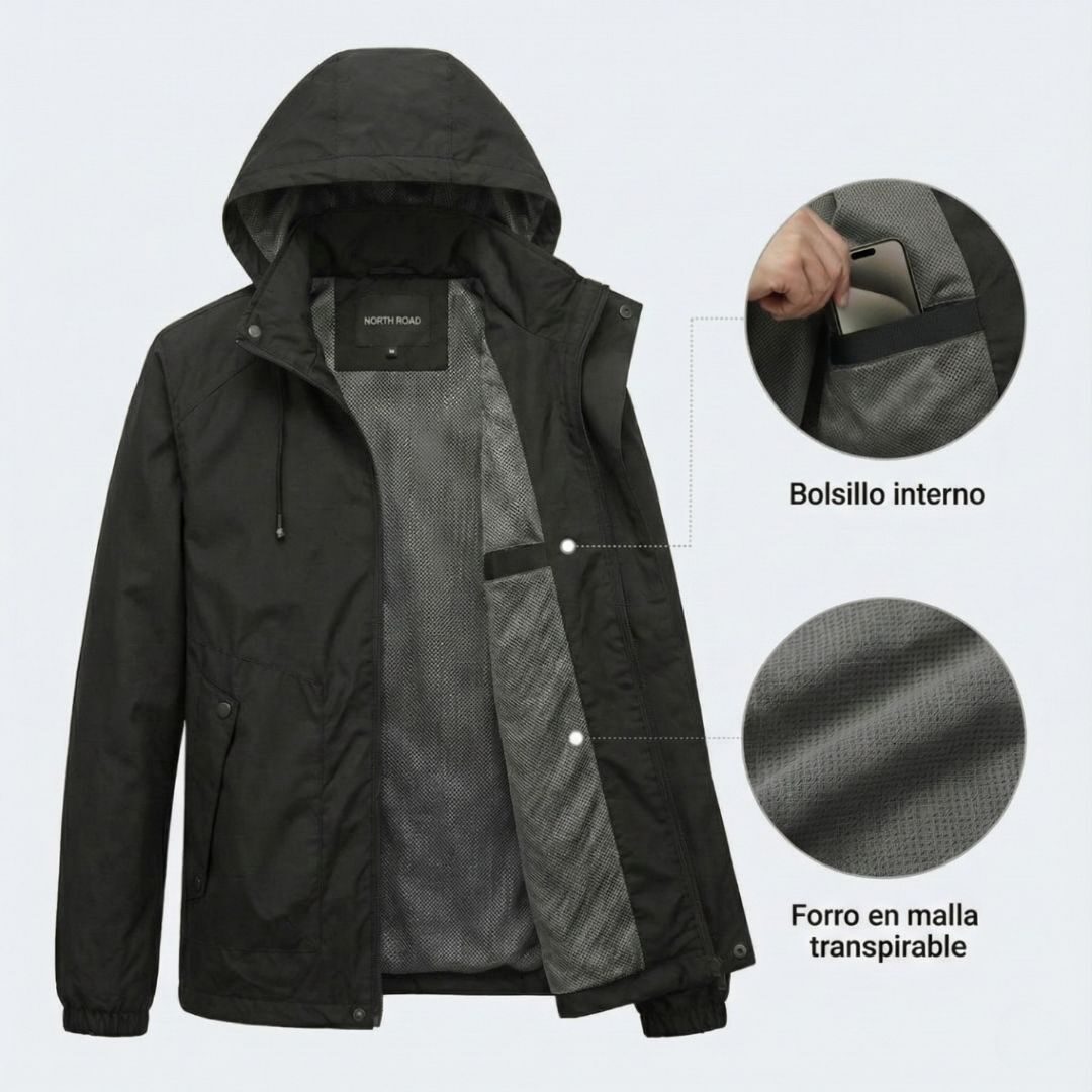 Chaqueta para Hombre Rompevientos con Bolsillo Interno y Forro en Malla Transpirable