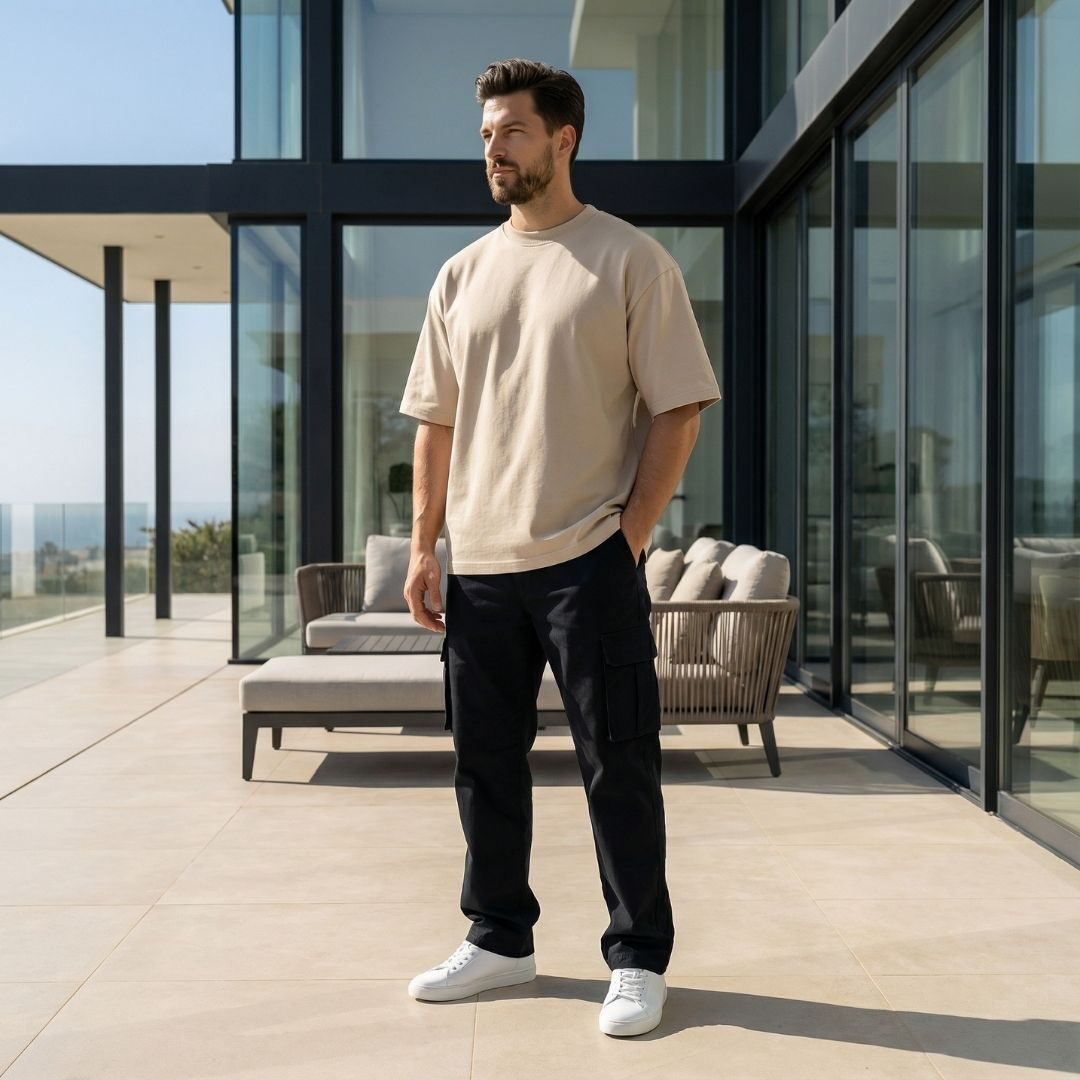 Camiseta Oversize Beige Outfit